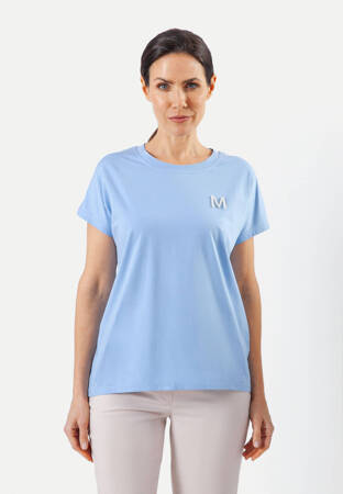 Niebieski t-shirt z ozdobną literką