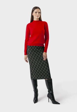 Czarna dzianinowa spódnica ze złotą nitką