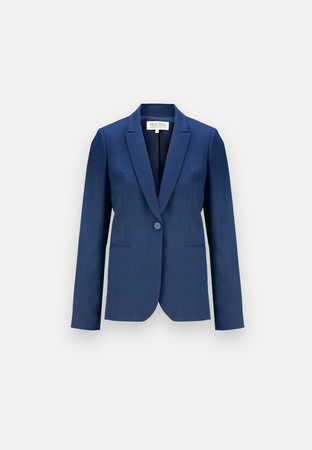 Granatowy żakiet w delikatną kratkę