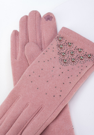 Różowe rękawiczki z koralikami