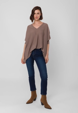 Brązowa dzianinowa tunika z wiskozą
