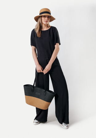 Czarna bluzka z lnem