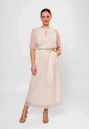 Długa sukienka wiązana w pasie