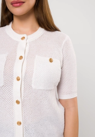 Ecru sweterek z ramii i bawełny