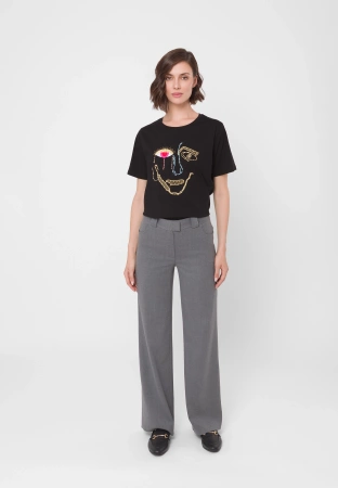 Garniturowe spodnie z szeroką nogawką