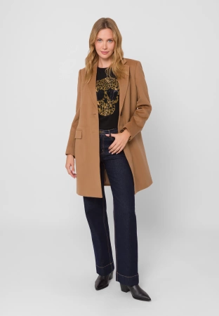Camelowy płaszcz dyplomatka 100% wełna