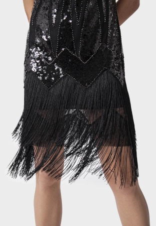 Cekinowa sukienka z frędzlami bez rękawów