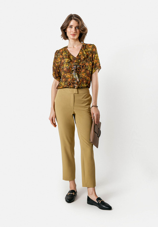 Spodnie w kolorze khaki z wiskozą