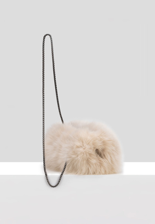 Ecru torebka mufka z naturalnego futra