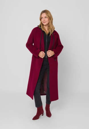 Dwurzędowy bordowy płaszcz 100% wełna