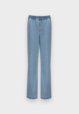 Jeansowe spodnie w gumkę z szeroką nogawką