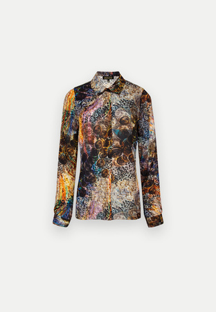 Koszulowa bluzka z wiskozy w oryginalny wzór