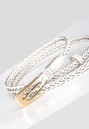 Cienki pleciony pasek w kolorze ecru