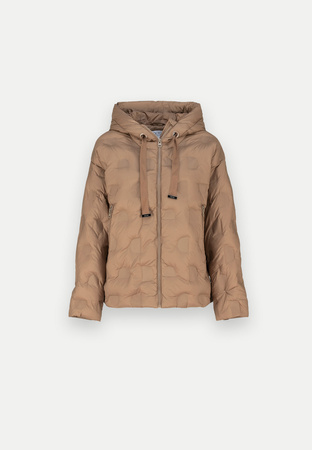 Beżowa puchowa kurtka z kapturem
