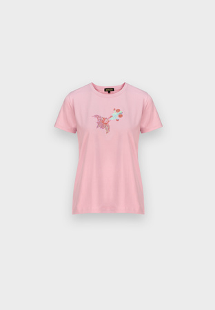 Różowy bawełniany t-shirt z rybką