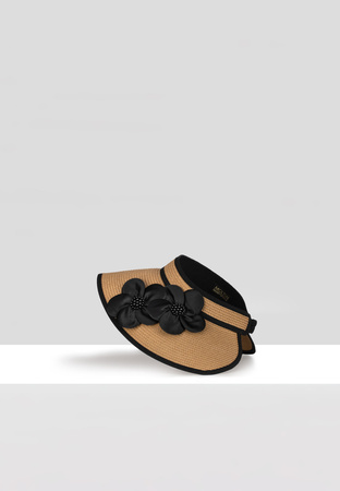 Brązowy daszek zdobiony kwiatami