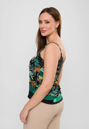 Czarny satynowy top w zwierzęcy print