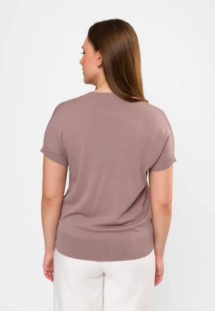 Beżowa dzianinowa bluzka w serek