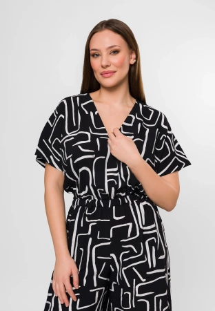 Czarno-biały kombinezon z wiskozy