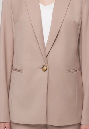 Beżowy prosty żakiet na jeden guzik