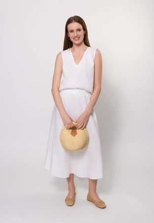 Ecru bluzka bez rękawów z wiskozą i lnem