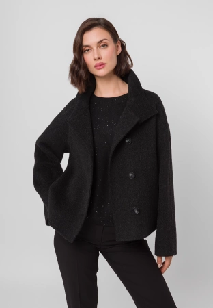 Czarna dzianinowa bluzka z drobnymi cekinami