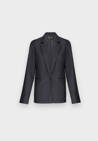 Długi żakiet w prążek na jeden guzik