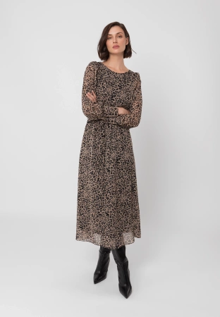 Długa sukienka w panterkowy print