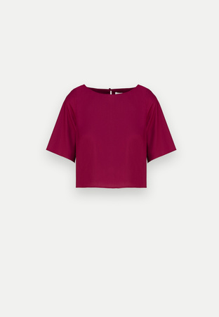 Krótka bawełniana bluzka w amarantowym kolorze