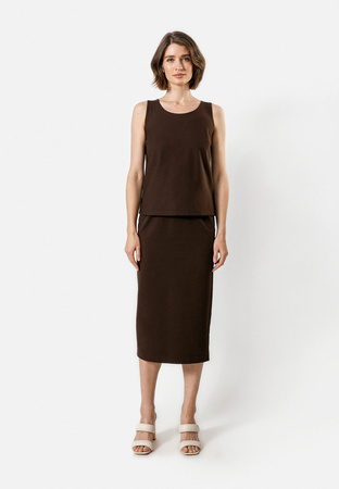 Brązowa długa spódnica z bawełny