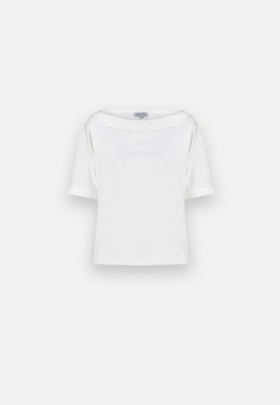 Biała bluzka z dekoltem w łódkę