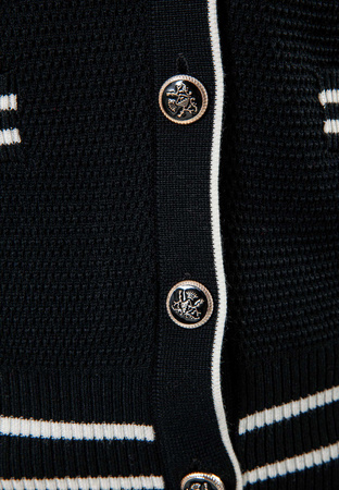 Czarny kardigan z ozdobnymi paskami