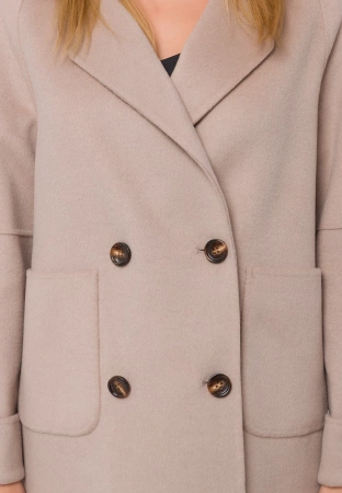 Beżowy dwurzędowy płaszcz 100% wełna