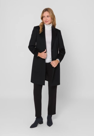Czarny płaszcz dyplomatka 100% wełna