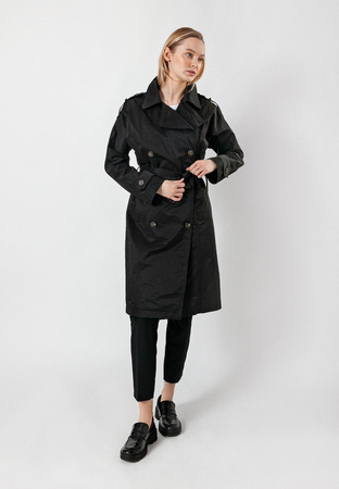 Dwurzędowy czarny trencz