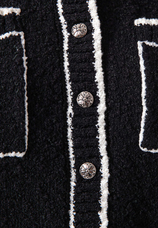 Czarny kardigan z dzianiny boucle