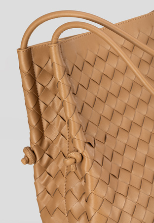 Beżowa pleciona torebka z saszetką