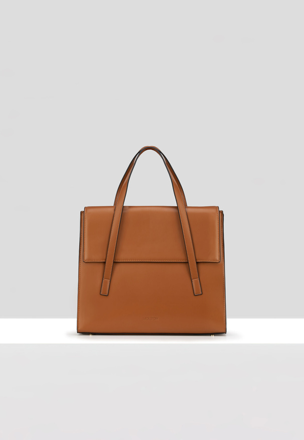 Camelowa torebka z klapą 100% skóra