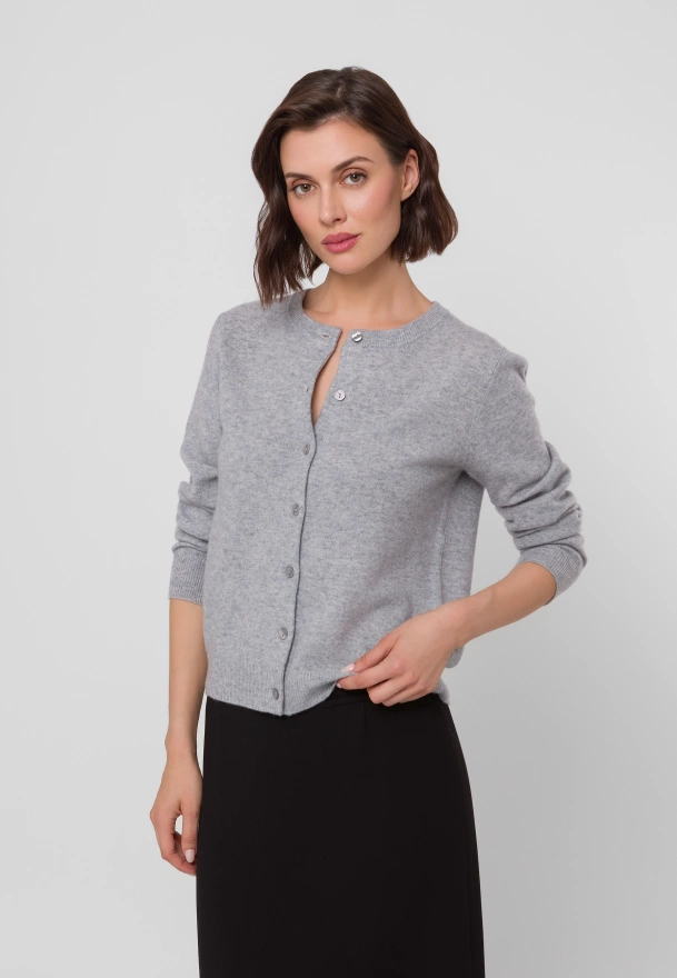 Szary wełniany kardigan