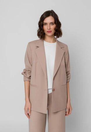 Beżowy żakiet ze ściągaczami