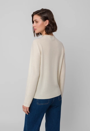 Ecru wełniany sweter z błyszczącymi drobinkami