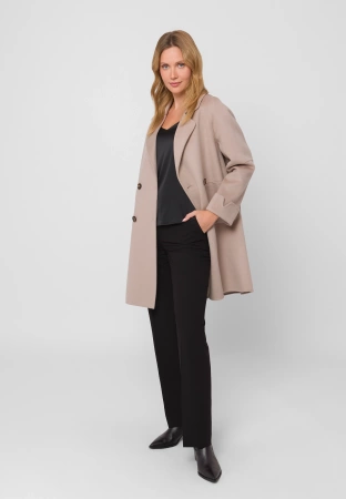 Beżowy dwurzędowy płaszcz 100% wełna