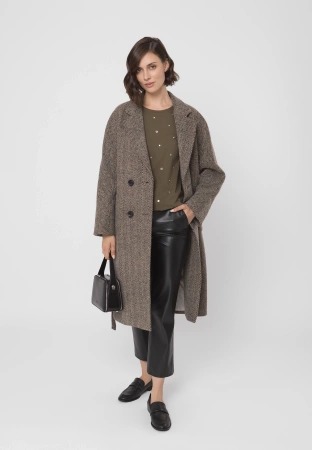 Khaki bawełniany t-shirt z dżetami