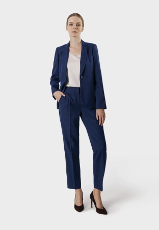 Granatowy żakiet w delikatną kratkę