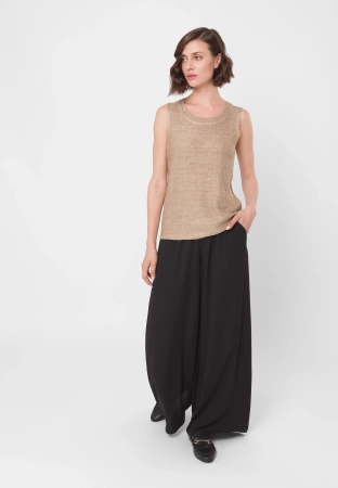 Wiskozowa bluzka na szerokich ramiączkach w złotym kolorze