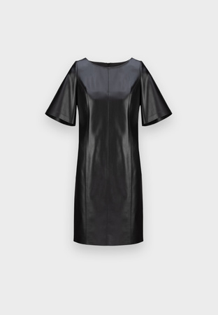 Sukienka z ekoskóry z bufiastymi rękawami