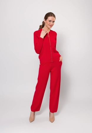 Czerwone spodnie z dzianiny