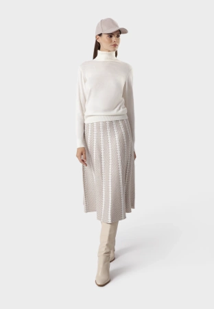 Beżowa trapezowa spódnica z wełną