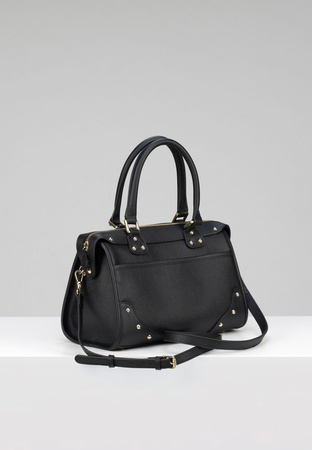 Czarna skórzana torebka z dżetami