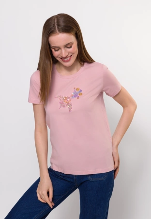 Różowy bawełniany t-shirt z rybką